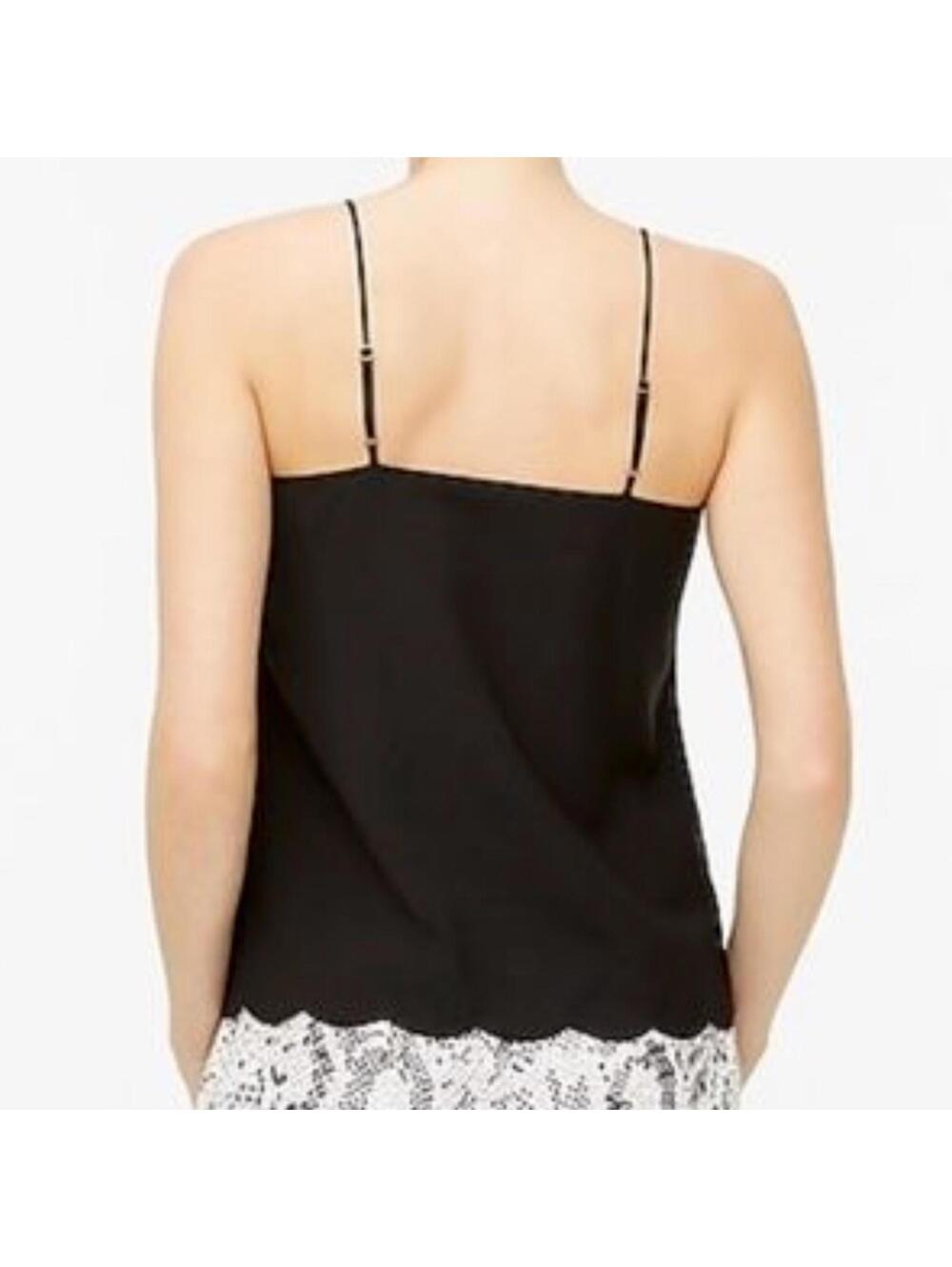 J.Crew Black Scalloped Cami Tank Top Structured Minimalist Coquette 6 - Picture 4 of 9